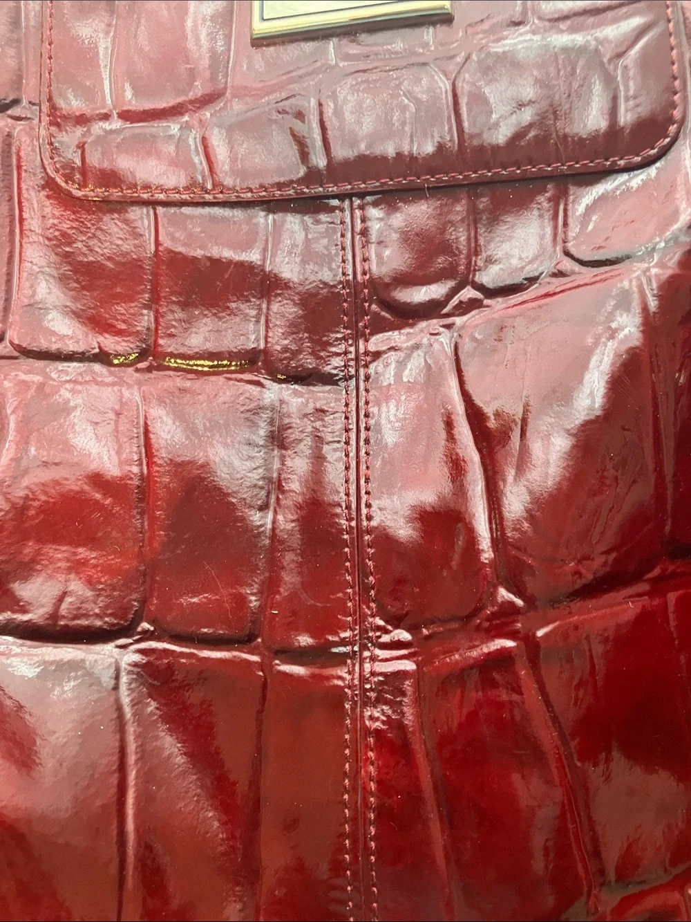 kate spade burgundy wine red patent leather embossed lg shoulder hand bag rare